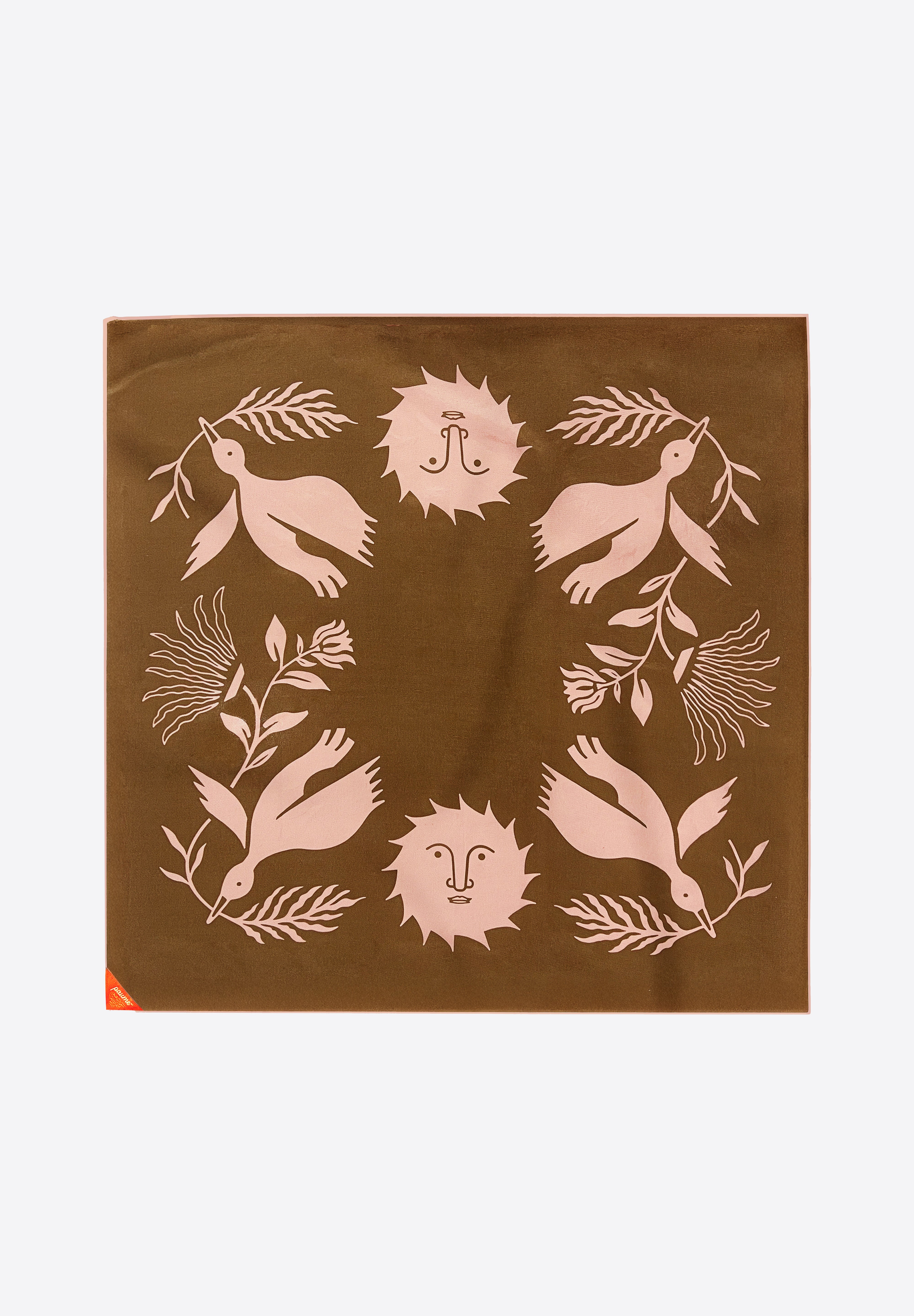 Silk Bandana Head Scarf - Floral Earth