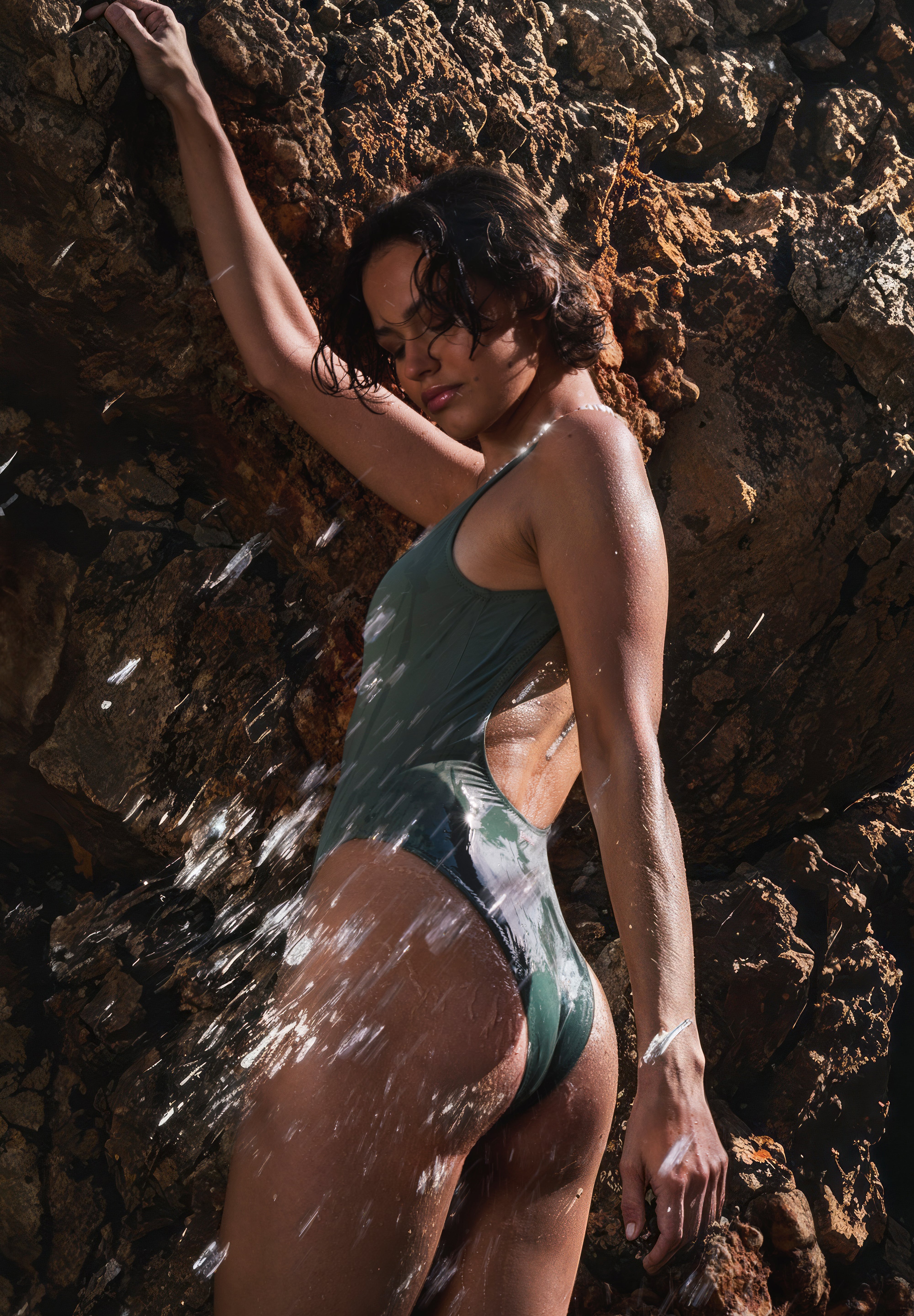 One-Piece Yüzücü Mayo Olive