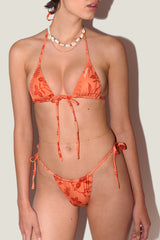 Beau Orange Sunset Desenli Micro Üçgen Bikini Üstü