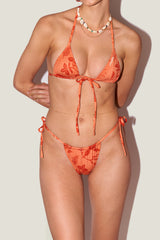 Beau Orange Sunset Desenli Micro Üçgen Bikini Üstü