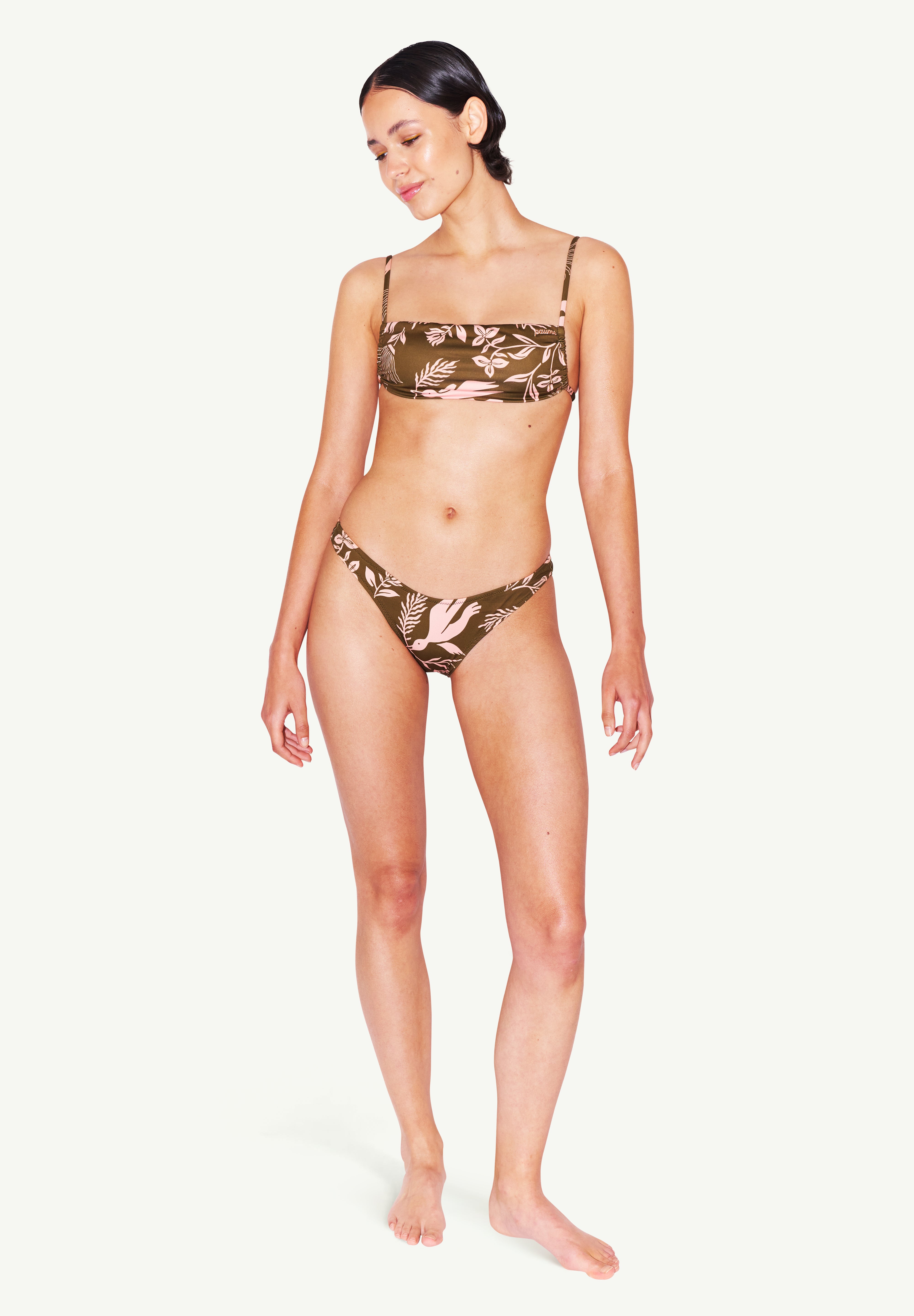 Ily Floral Earth Desenli Bandeau Bikini Üstü