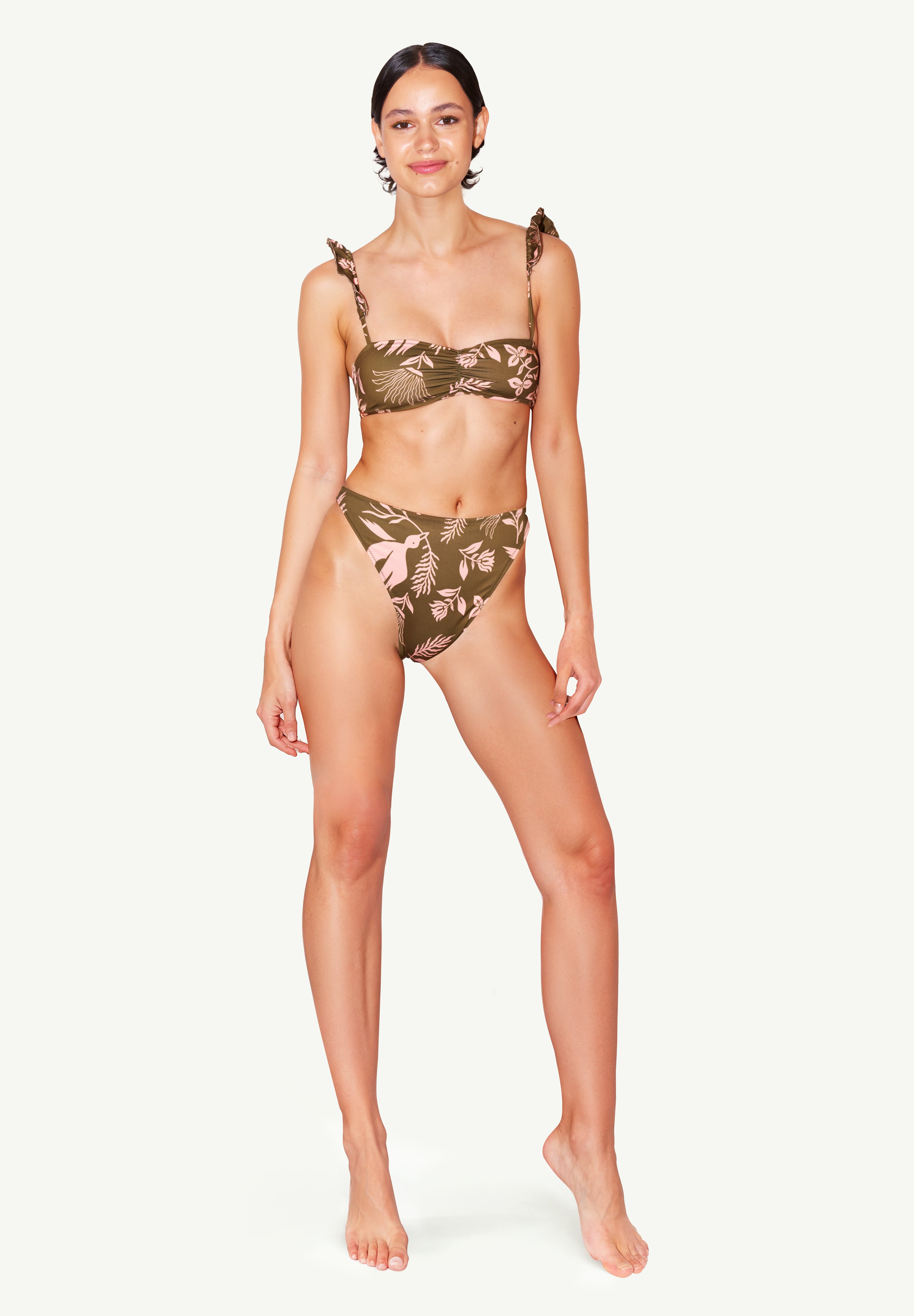 Rou Floral Earth Desenli Bralette Bikini Üstü