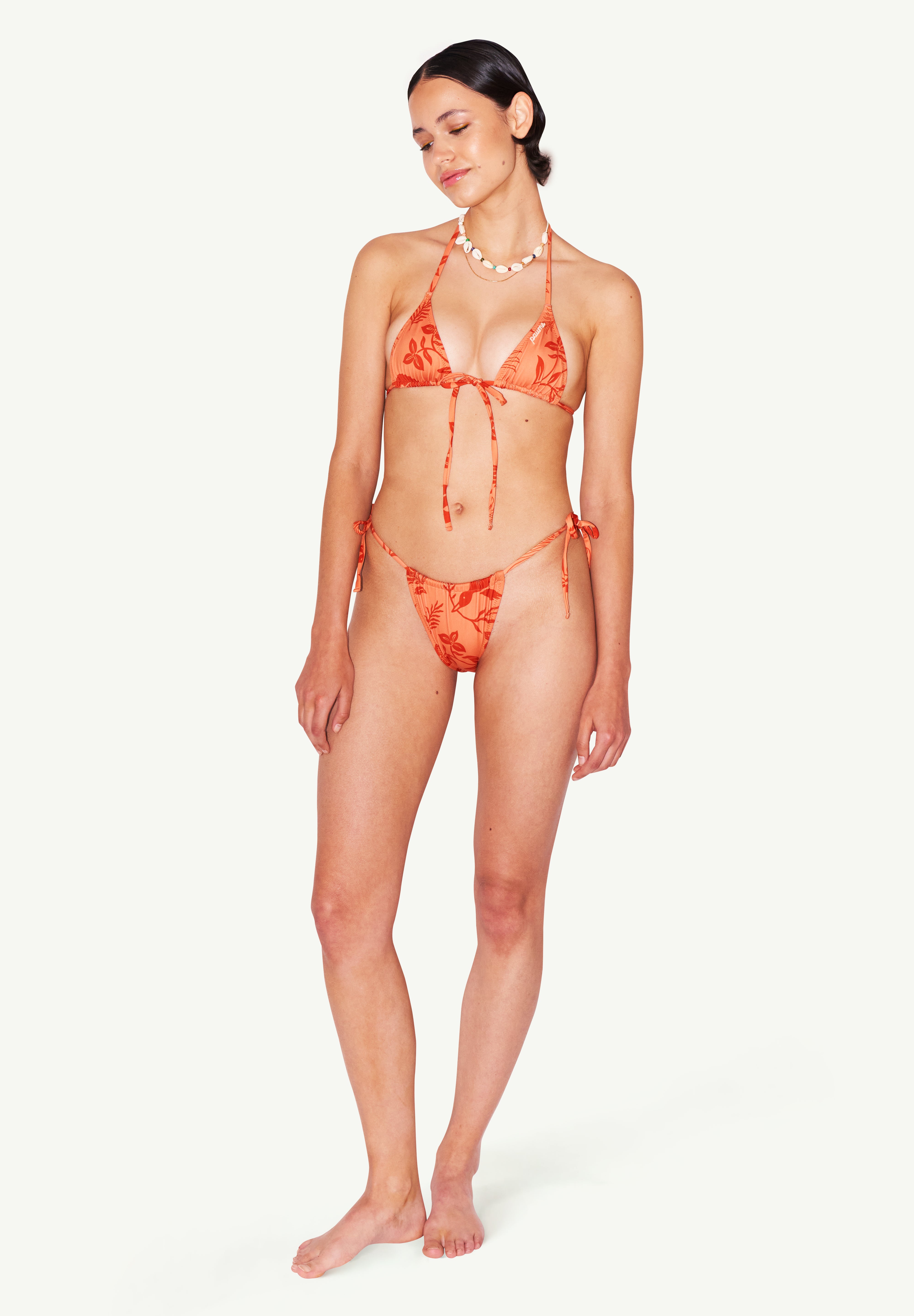Beau Orange Sunset Desenli Micro Üçgen Bikini Üstü