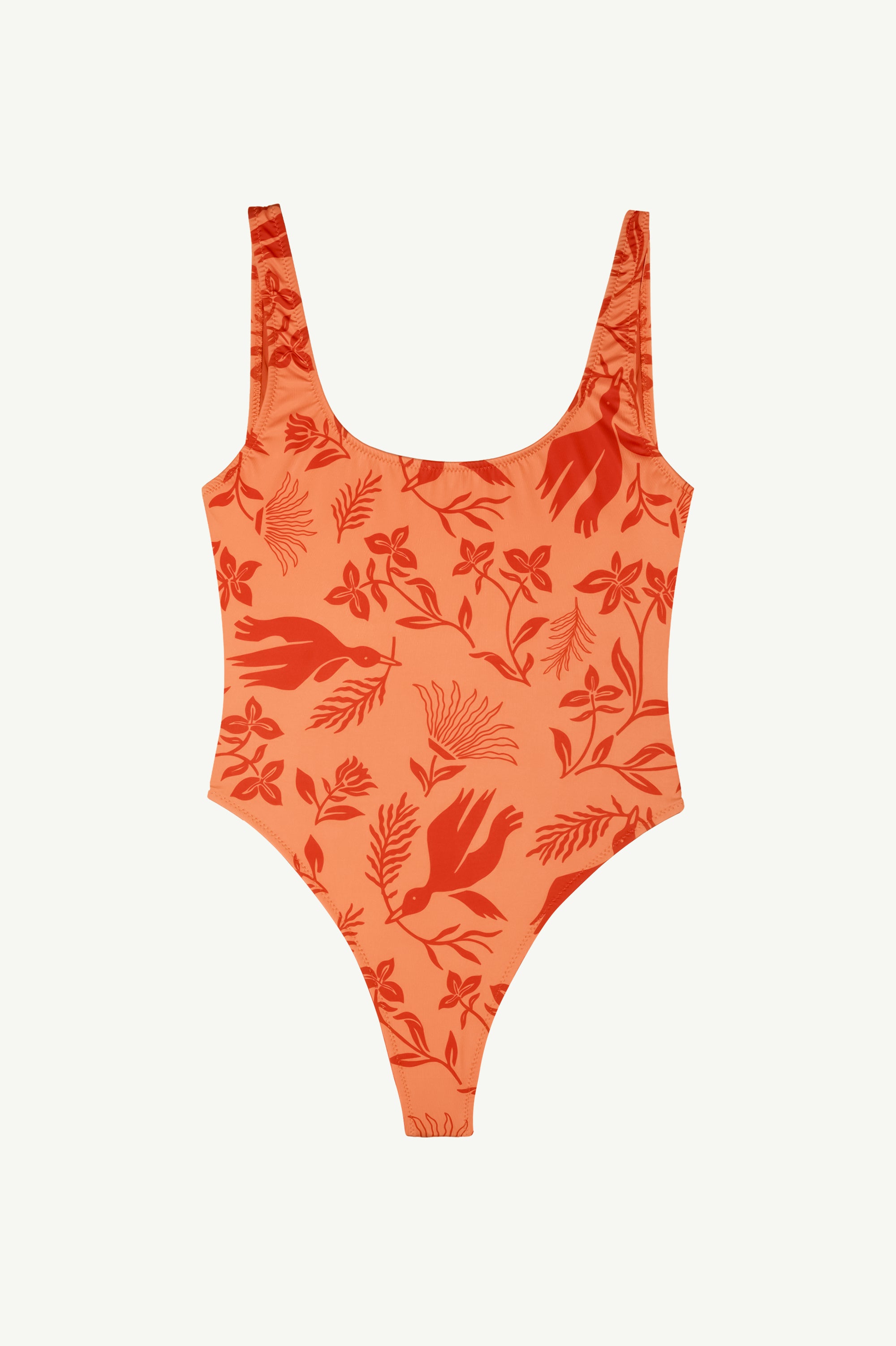 One-Piece Orange Sunset Desenli Yüzücü Mayo