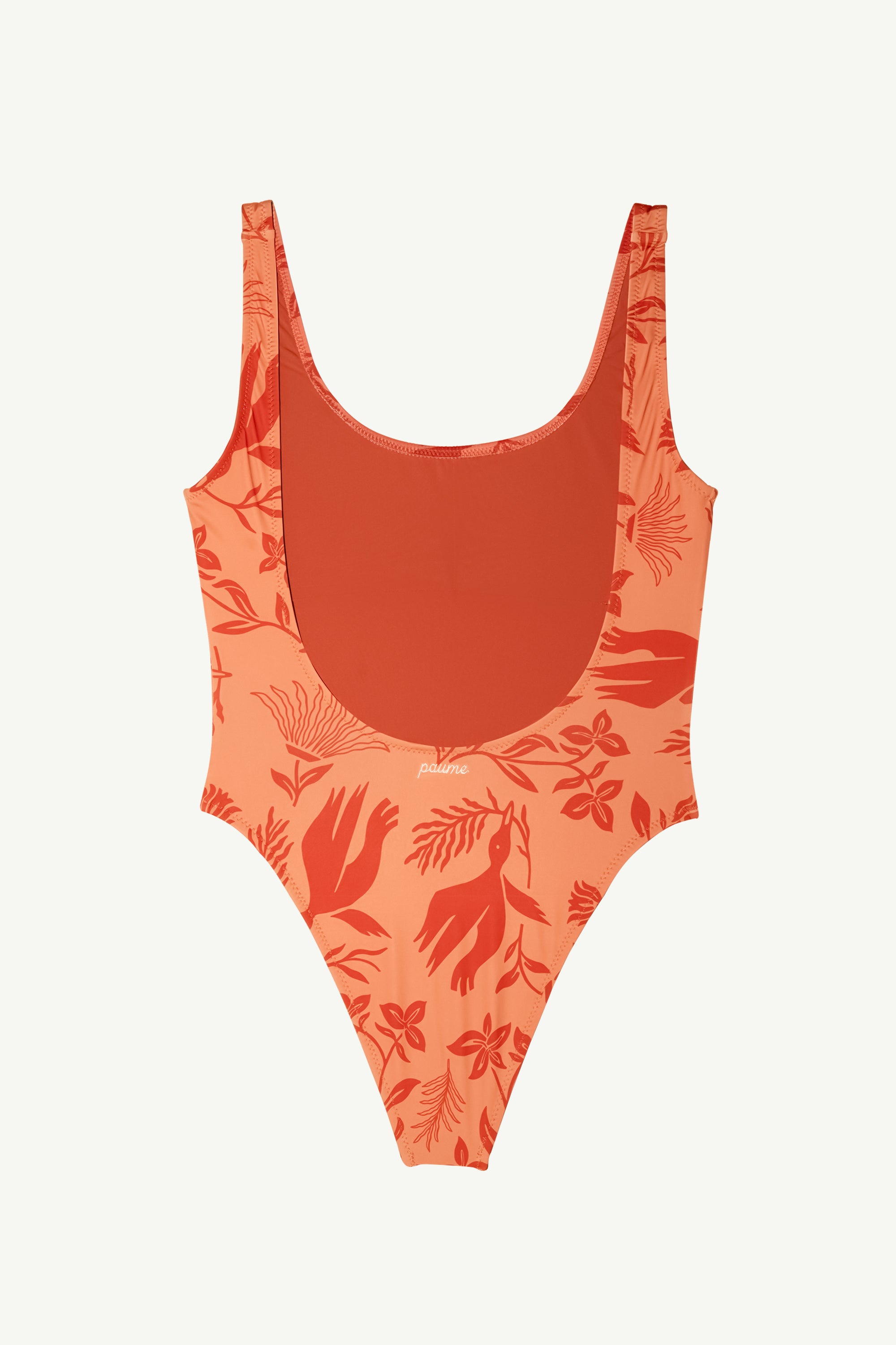 One-Piece Orange Sunset Desenli Yüzücü Mayo