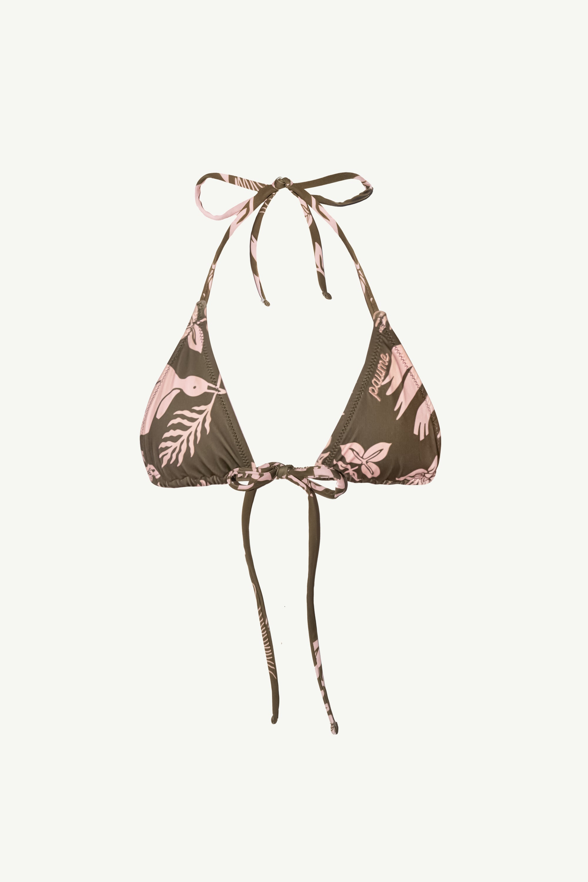 Beau Floral Earth Desenli Micro Üçgen Bikini Üstü