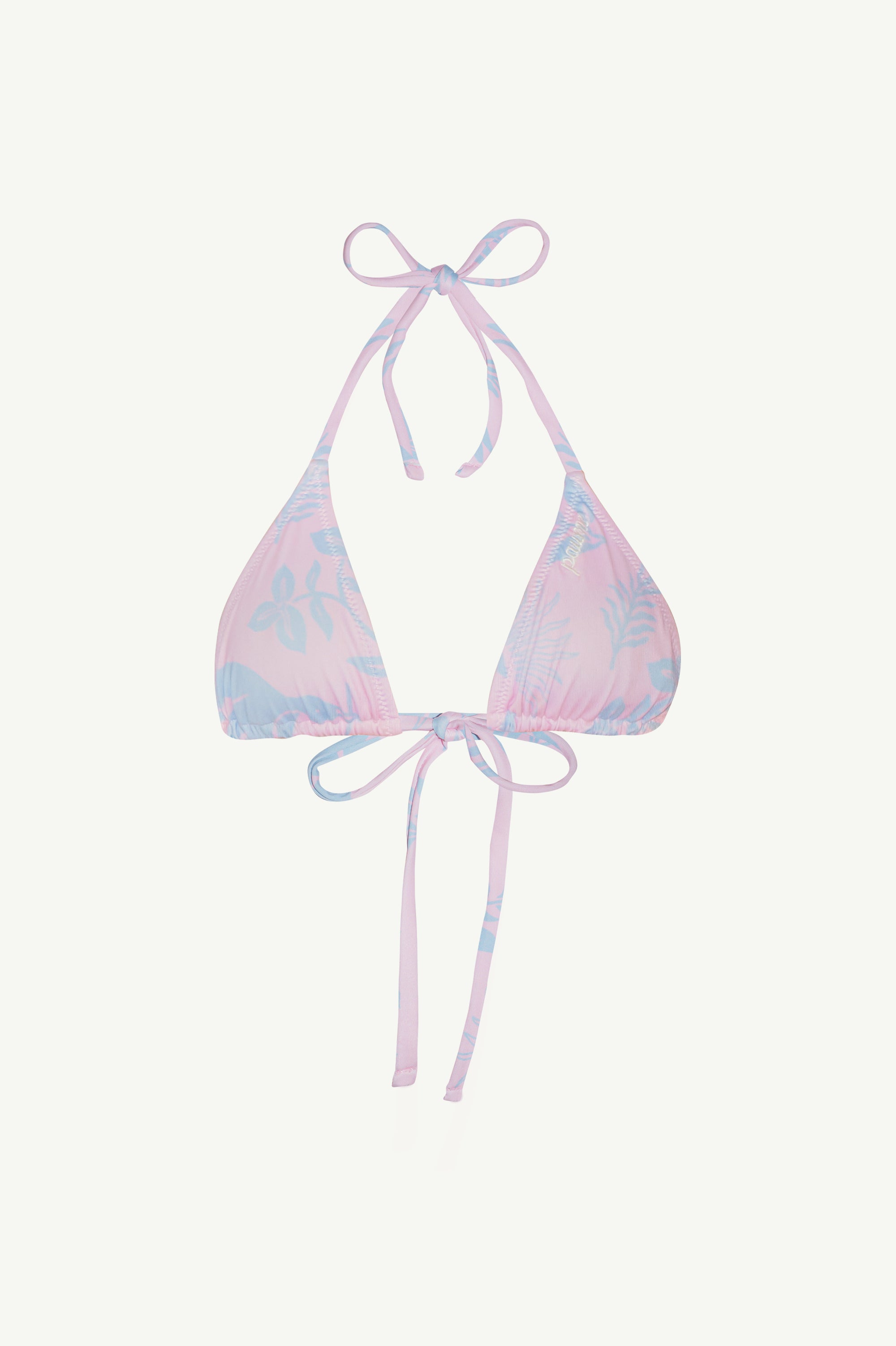 Beau Pink Sky Desenli Micro Üçgen Bikini Üstü