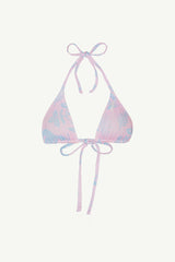 Beau Pink Sky Desenli Micro Üçgen Bikini Üstü